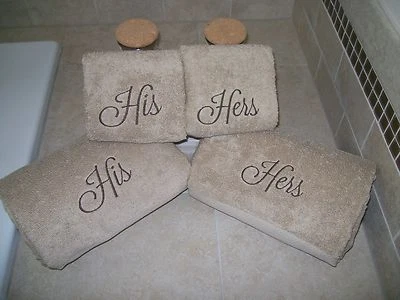 2 toallas de baño y 2 de mano bordadas para él y ella - regalo de boda - regalo de Navidad Foto 1 de 4