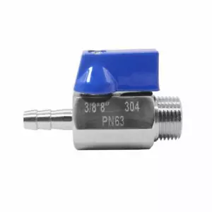 SS304 5/16" Hose Barb to 3/8" NPT Male Mini Ball Valve for Home Brew Kettle - Picture 1 of 3