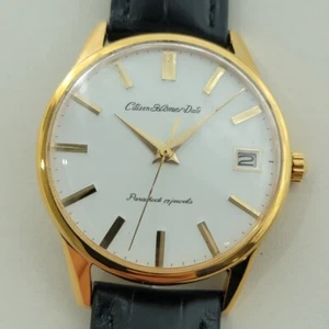 Citizen Homer Date 36mm Parashock Gold Capped Mens Manual Wind 1970s NOS RJC212 - Picture 1 of 12
