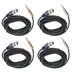 4 pezzi 15 piedi 1/4" maschio XLR cavi quarto di pollice stereo a 3 pin XLR femmina cavo DJ - Foto 1 di 16