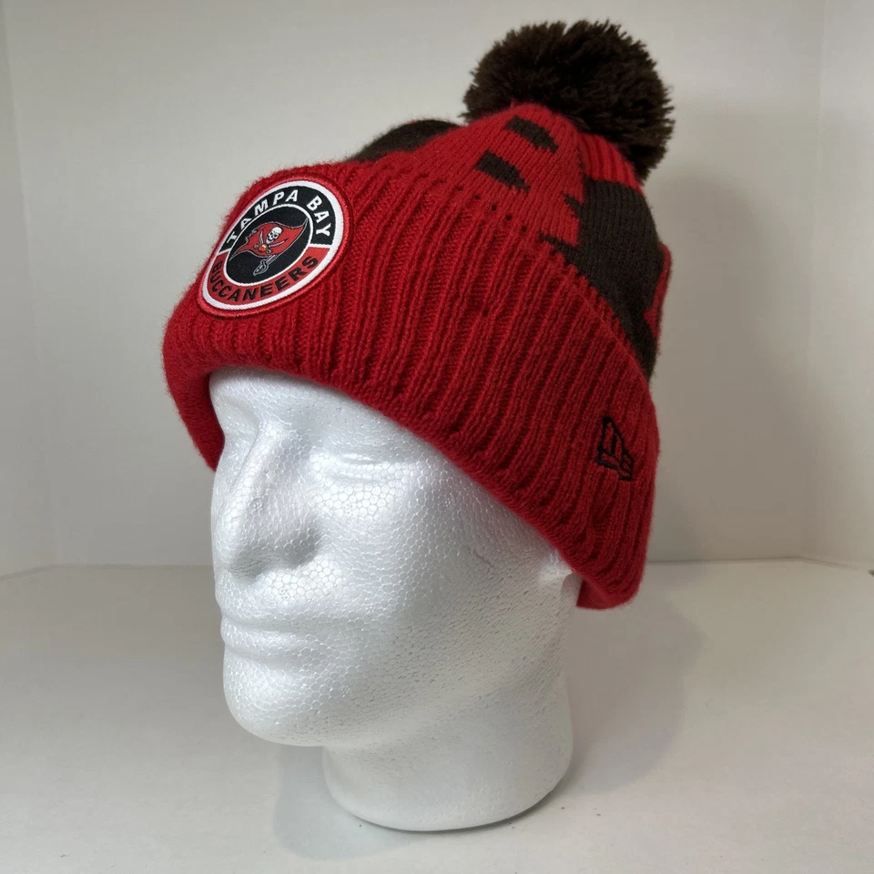 Tampa Bay Buccaneers Invierno Gorro Nueva Era Rojo Pom NFL Gorra Tejida Talla Única Foto 1 de 4