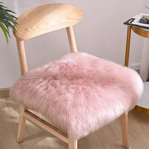 Funda para silla de piel de oveja de piel sintética rosa 2 piezas cojín de asiento cojín área súper suave ru... - Imagen 1 de 8