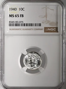 1940-P 10C MERCURY SILVER DIME "FULL BANDS" NGC MS65 FB #8345183-075 - Picture 1 of 4