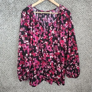 Lane Bryant Top Womens Plus 26/28 Purple Floral Print Peasant Blouse Ladies - Imagen 1 de 7