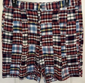 Jos. A. Bank Men’s Multicolor Patchwork Plaid Pleated Madras Shorts Size 38 x 9 - Picture 1 of 3