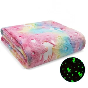 Glow in The Dark Blanket 60" x 75", Unicorn Throw Blanket Kids Cozy Blanket F... - Picture 1 of 8