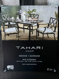 TAHARI Chair Cushion Set (4) In/ Outdoor Gusseted Pad Beige 20 x 20 x 4.3 Luxury - Picture 1 of 7