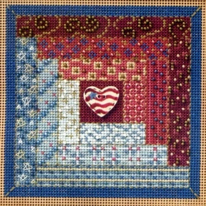 Log Cabin Quilt Cross Stitch Kit Mill Hill 2011 Buttons & Beads Autumn - Picture 1 of 3