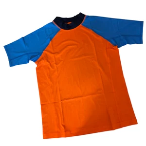Lands' End Shirt Boys XL 14H-16H Orange Blue Swim Rash Guard UPF 50+ Quick Dry - Picture 1 of 9