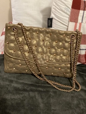Bolso Bandolera Rebecca Minkoff Acolchado Affair Cuero Dorado con Cadena Dorada Foto 1 de 4