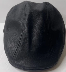 Dorfman Pacific Men's L/XL Black Faux Leather Ivy Cap Cabbie NEW - Picture 1 of 6