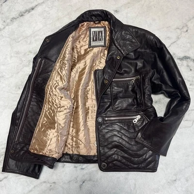 Chaqueta de cuero talla XL Via Nouva Pelle marrón oscuro Foto 1 de 4