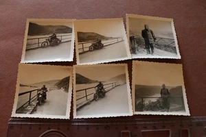 sechs tolle alte Fotos - Mann mit Oldtimer Motorrad unterwegs - 50-60er Jahre ? - Picture 1 of 7