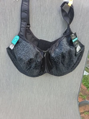 Bali Full Figure Minimizer Bra Size 40DD Satin Tracings in FLORAL Black  NEW  - Image 1 of 3