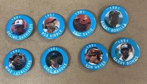 1991 TOPPS BASEBALL PINS - LOT OF 16 (8 AL & 8 NL) MADDUX BONILLA ECKERSLEY - Picture 1 of 2