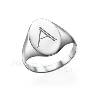 Sterling Silver Signet  Personalized Monogram Engraved Ring - Image 1 of 4