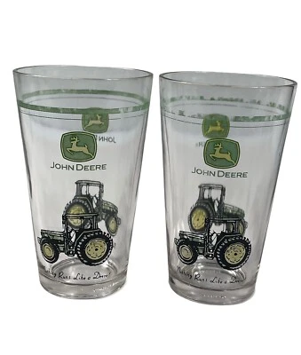 Two John Deere Drinking Glasses  Gibson Nothing Runs Like A Deere 14 Oz - Image 1 of 4
