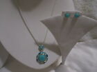 AVON Fragrant Garden Necklace & Earrings Set Silvertone w/Faux Blue Stones 