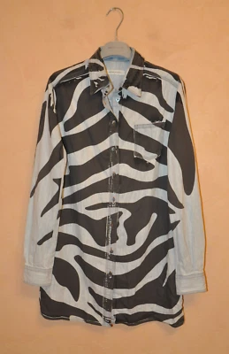 Pierre Balmain Women's Zebra Print Denim Cotton Long Sleeve Shirt Size 26 / 40 - Image 1 of 4