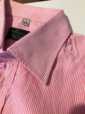 Nueva Camisa Hombre Artigiani Doble Retorcido (Italia) Rosa y Blanco a Rayas Talla M 39/40 Foto 1 de 4