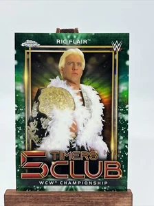 2021 Topps Chrome WWE 5 Timers Club Green Refractor /99 Ric Flair #5T-12 - Picture 1 of 11