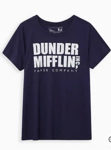 NWT TORRID The Office DUNDER MIFFLIN Paper Company NAVY TEE Size 0 XL 12 - Picture 1 of 4