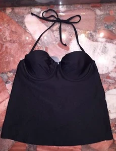 NWT J.Crew Black Bandeau UW Bra Tankini Swimsuit Top Women's - Picture 1 of 4