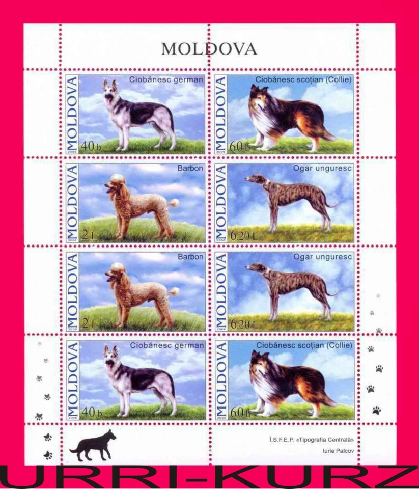 Moldavia 2006 fauna natural animales domésticos de granja mascotas perros m-s Sc539-542 MNH Foto 1 de 1