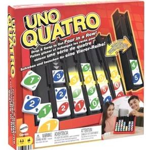 UNO Quatro Game with Colored Tiles & Plastic Game Grid for Adult, Family & Ga... - Picture 1 of 5