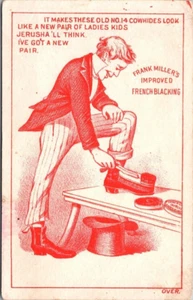 c1880s-1900s Frank Millers Shoe Blacking McKeesport PA Victorian Era Trade Card - Picture 1 of 2