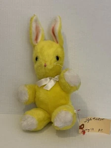 Vintage Eden giallo e bianco coniglietto coniglietto fabbrica campione con etichetta ed etichetta peluche - Foto 1 di 13