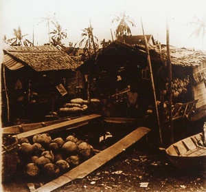 Asia Boats-Houses c1920 Photo Stereo Glass Plate Vintage  - Picture 1 of 2