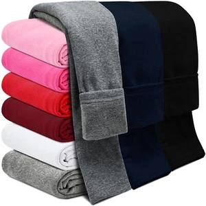 Girls Fleece Lined Leggings Cotton Kids Winter Warm Leggings Thick Thermal Ti... - Picture 1 of 6