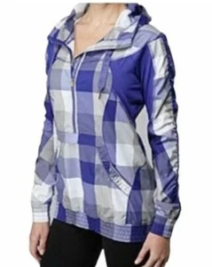 LULULEMON WOMEN LEADER OF THE TRACK PLAID 1/2 ZIP PULLOVER windbreaker Sz 12 Euc - Picture 1 of 10