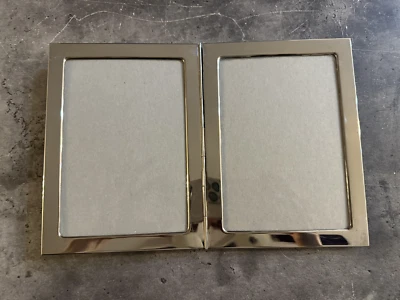 Vintage Bifold Silver Tone Metal Picture Frame for 5" x 7" Double Photo Portrait - Image 1 of 4