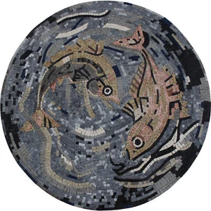 Fische Schwimmen Meer Marine Fliese Kunst Marmor Mosaik - Bild 1 von 1