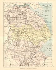 LINCOLNSHIRE. Antique county map. Railways canals. Constituencies. PHILIP 1884
