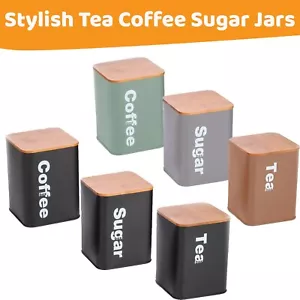 Elegante set barattolo contenitore zucchero da cucina caffè tè 3 pz nero/multi - Foto 1 di 13