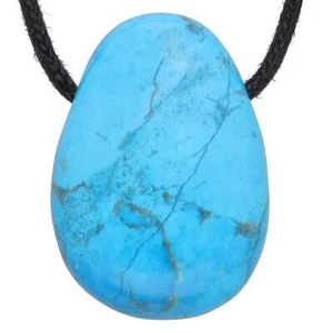 Turquesa rec. Colgante gota perforado con cinta de algodón | Joyería de piedras preciosas - Imagen 1 de 2
