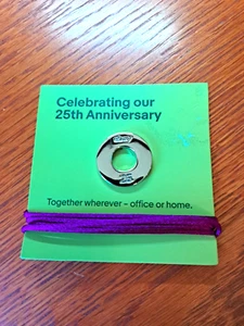 eBay 25 Anniversary Swag Bracelet Necklace Keyring Silver W Raspberry Cord - Picture 1 of 3