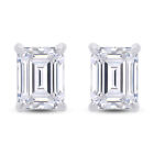 3.18Ct Lab Created Moissanite Emerald Solitaire Cut Stud Earrings 925 Sterling