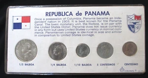 Vintage 1966 Republic Of Panama Proof Set with 2 Silver Coins 1/2 & 1/4 Balboa - Picture 1 of 14