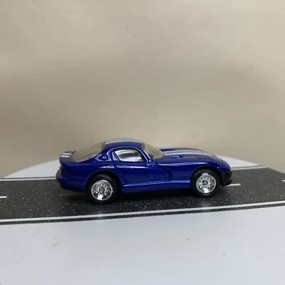 Golden Wheel Diecast 1st Gen Dodge Viper Blue w/White Stripes, Black Bumper 1:64 - Image 1 of 4