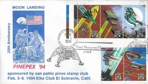 Feb 1994 Space Cover, PINEPEX '94: 25th Anniversary of Moon Landing - Picture 1 of 1