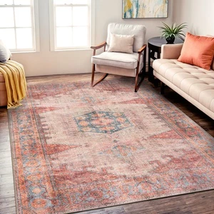 Rugshop Rugs for Living Room Vintage Bohemian Machine Washable Non-Slip Area Rug - Picture 1 of 254