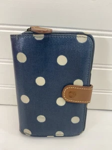 Cath Kidston London Geldbörse gepunktet Lederbesatz Druckknopf Reißverschlusstaschen - Bild 1 von 13