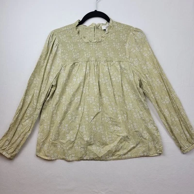 Camisa J Crew Liberty para mujer mediana verde claro amarillo floral manga larga ajustada Foto 1 de 4