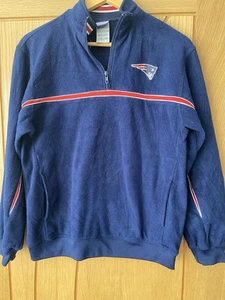 New England Patriots Women’s Size Large Blue NFL Reebok 1/4 Zip Pullover Fleece - Picture 1 of 16
