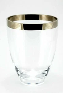 Crystal Glass Flower Vase Platinum Border Mouth Blown With - Picture 1 of 7