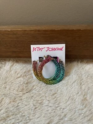 BETSEY JOHNSON 多色铺石中号环状杠杆-背面耳环 — 第 1/2 张图片